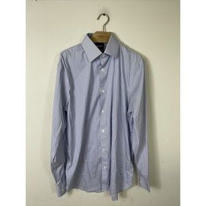 Bonobos Standard Fit Shirt Mens Size 16 Long Sleeve Micro Blue Check Stretch